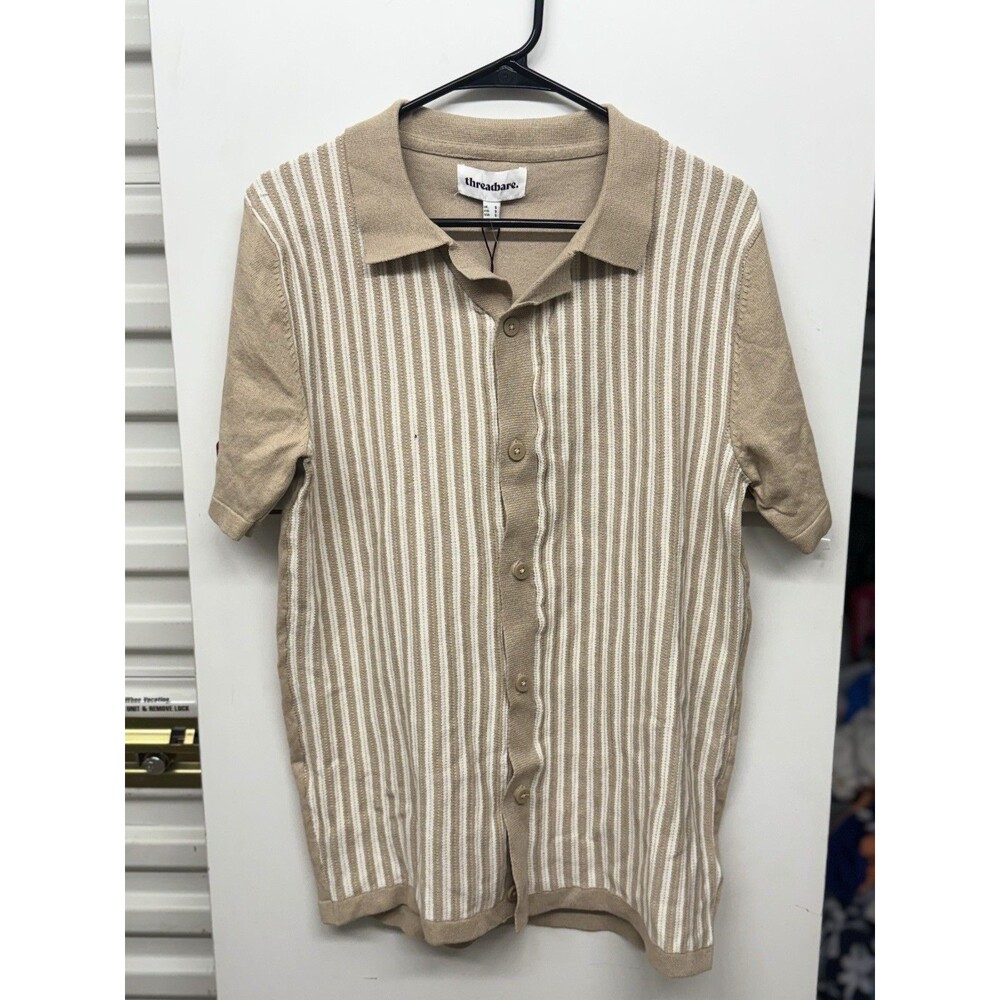 NWT Threadbare Top Men's Size S Beige & White Striped Knitted RRP £48